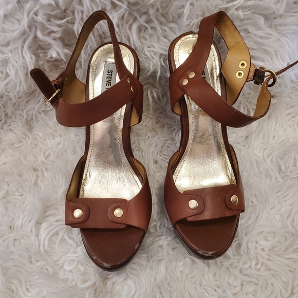 STEVE MADDEN|Womens brown leather platform sandals|  Size 7 - Picture 2 of 7